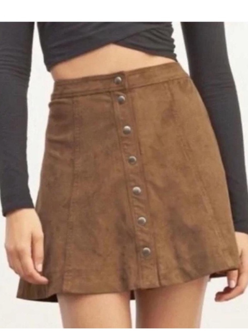 Abercrombie & Fitch sz 4 Chestnut Button-Front Suede Skater Skirt